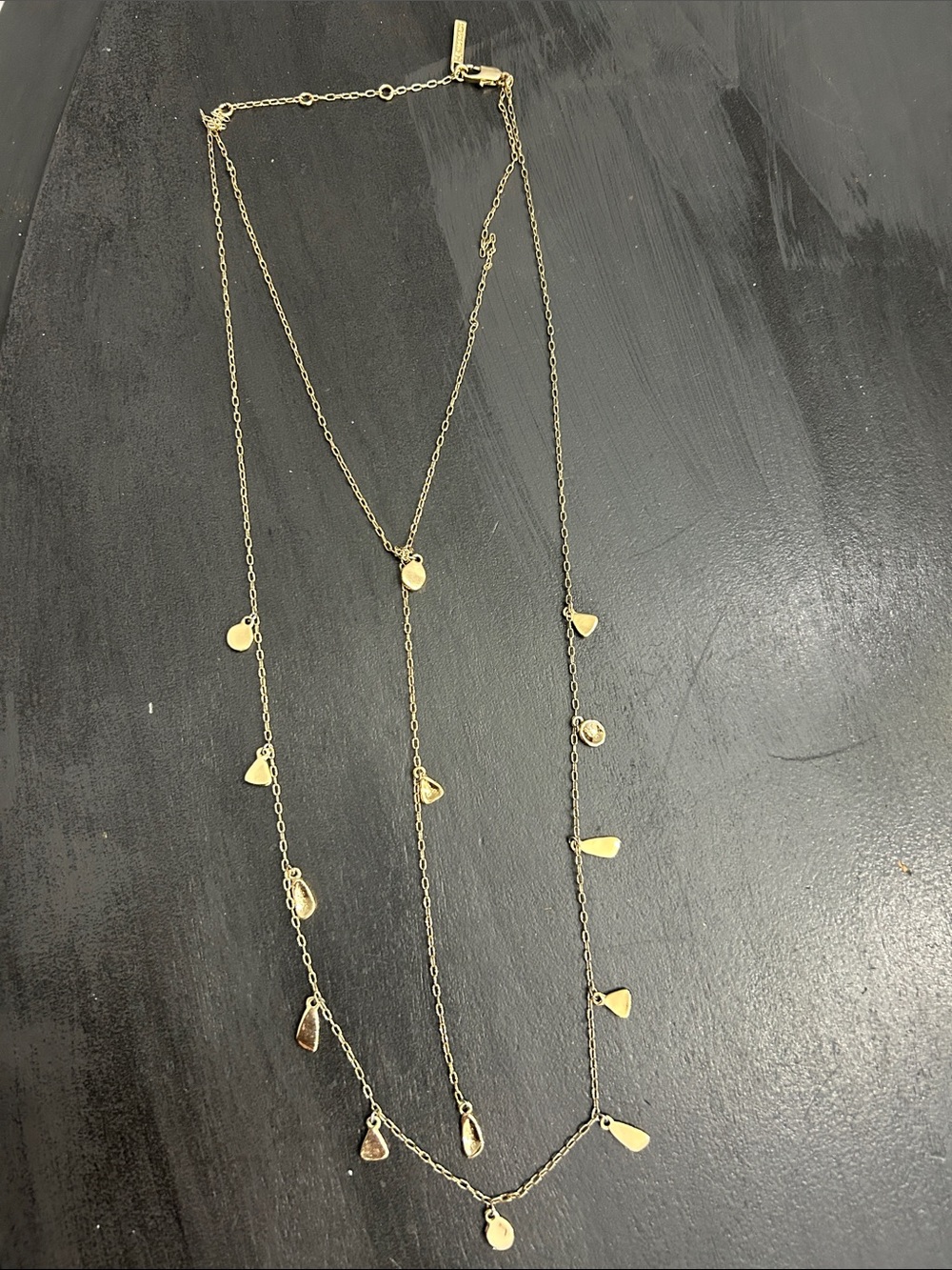 Halston Layered Gold Teardrop Necklace
